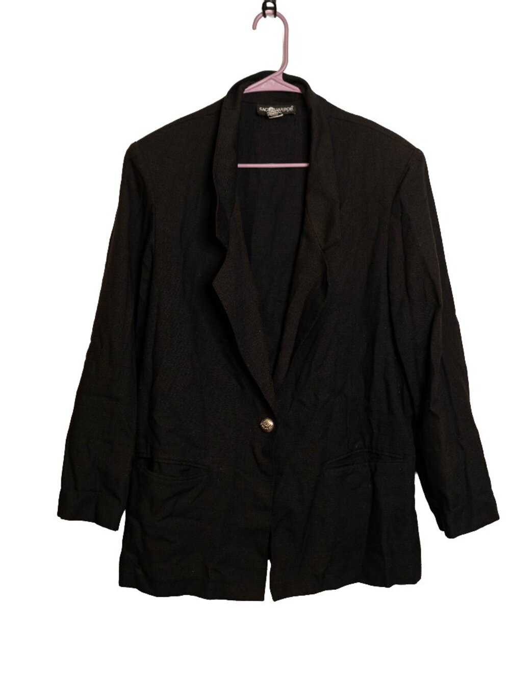 Vintage 80s 90s Sag Harbor Lightweight Black Linen Blazer - 20W